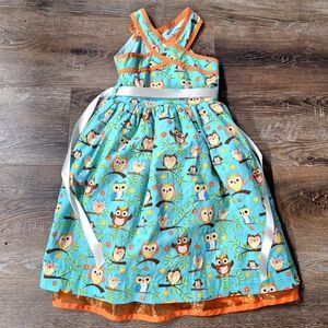 Handmade Girls Sleeveless Owl Dress